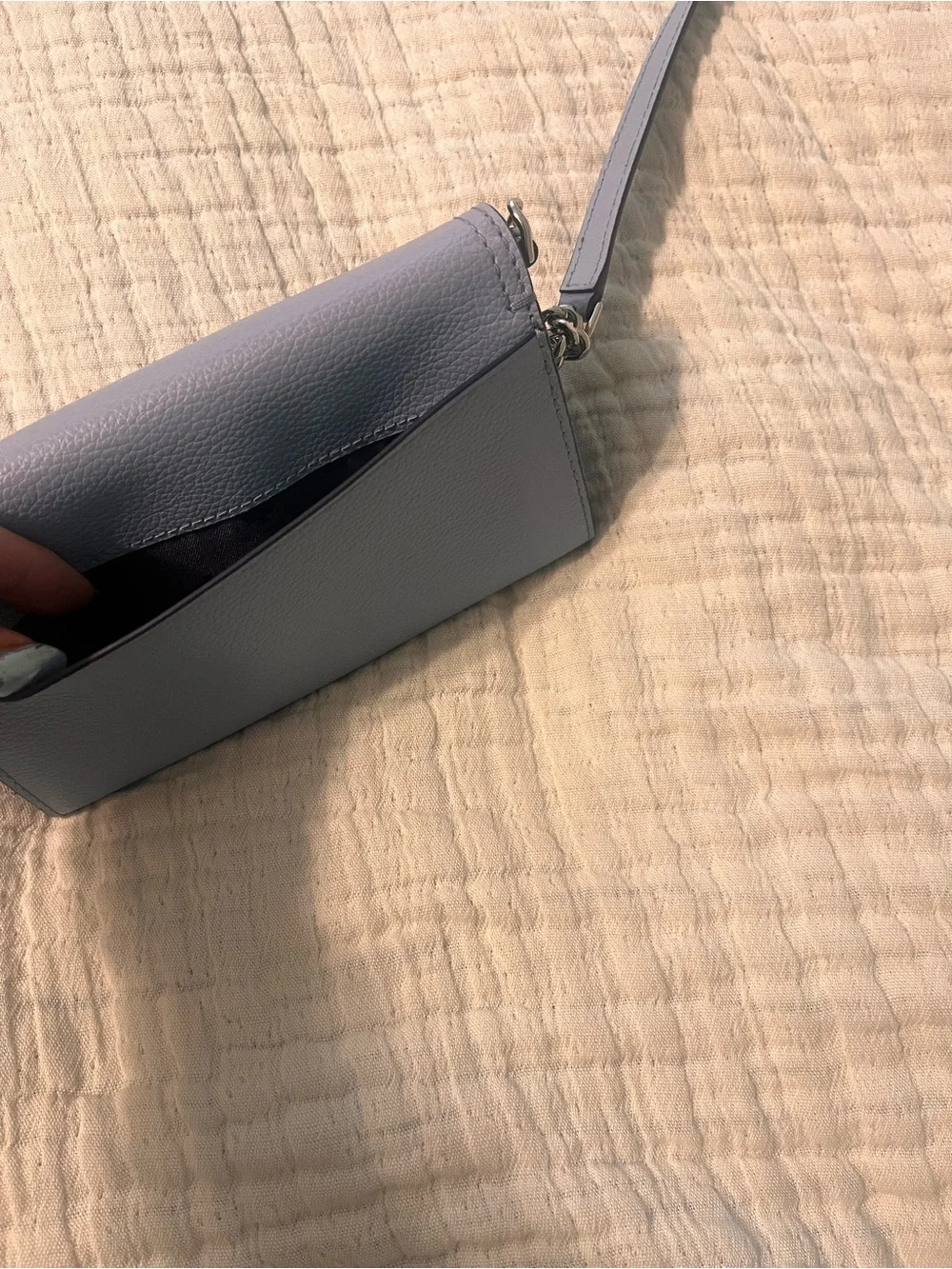 kate spade Pebbled Leather Crossbody Wallet - Light blue